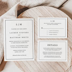 Simple Black and White Monogram Elegant Wedding Scented Candle