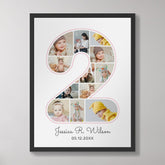 2nd Birthday Number 2 Photo Collage Baby Nursery Poster