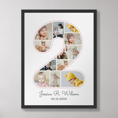 2nd Birthday Number 2 Photo Collage Baby Nursery Poster