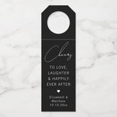 Cheers To Love Laughter & Happily | Black Wedding Bottle Hanger Tag