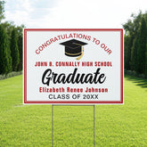 Red White Congratulations Graduate Custom Yard Sign