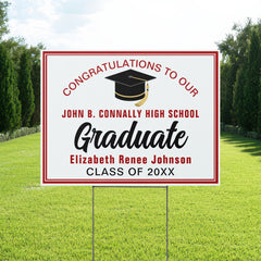 Red White Congratulations Graduate Custom Yard Sign