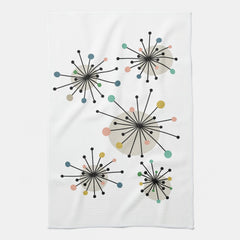 Cute Atomic Starburst Retro Mid Century Modern Kitchen Towel