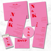 Minimalist Modern Monogram Pink Red Custom Wedding Poker Cards