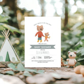 Boys Cute Forest Bear Camping Birth Stats & Name Baby Blanket