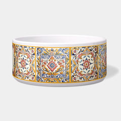Yellow Pink & Blue Mediterranean Tile Custom Pet Bowl