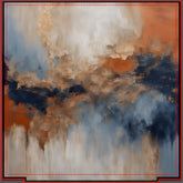 Dusty Blue Burnt Orange Navy Abstract Duvet Cover