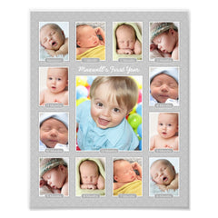 Babys First Year Gray Keepsake Photo Collage Print