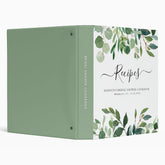 Modern Eucalyptus Botanical Bridal Shower Recipe 3 Ring Binder
