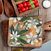 Tropical Orange & Flowers Watercolor Pattern Cutting Board