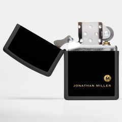 Minimal Black Gold Classic Monogram Zippo Lighter