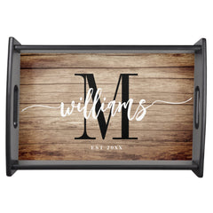 Rustic Custom Family Name Barn Farmhouse Monogram Serving Tray