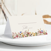 Colorful Wildflower | Beige Meadow Folded Place Card