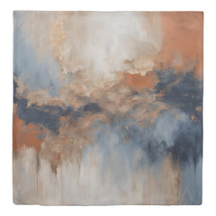 Dusty Blue Burnt Orange Navy Abstract Duvet Cover