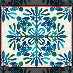 Teal Batik Hawaiian Quilt Honu Sea Turtle Duvet Cover