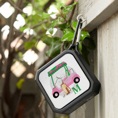 Unique Charming Golf Cart with Clubs Monogram Bluetooth Speaker