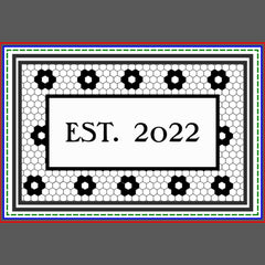 Established 2022 Black White Tile Design Custom Doormat