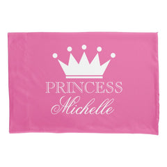 Personalized pink princess crown girls pillowcase