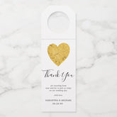 Gold Foil Heart Wedding Favor Thank You Bottle Hanger Tag