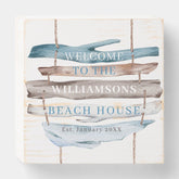 Personalize Coastal Driftwood Welcome Beach House Wooden Box Sign