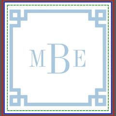 Sky Blue and White Greek Key | Monogrammed Shower Curtain