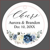 Dusty Blue Navy Champagne Ivory Floral Wedding Wine Charm
