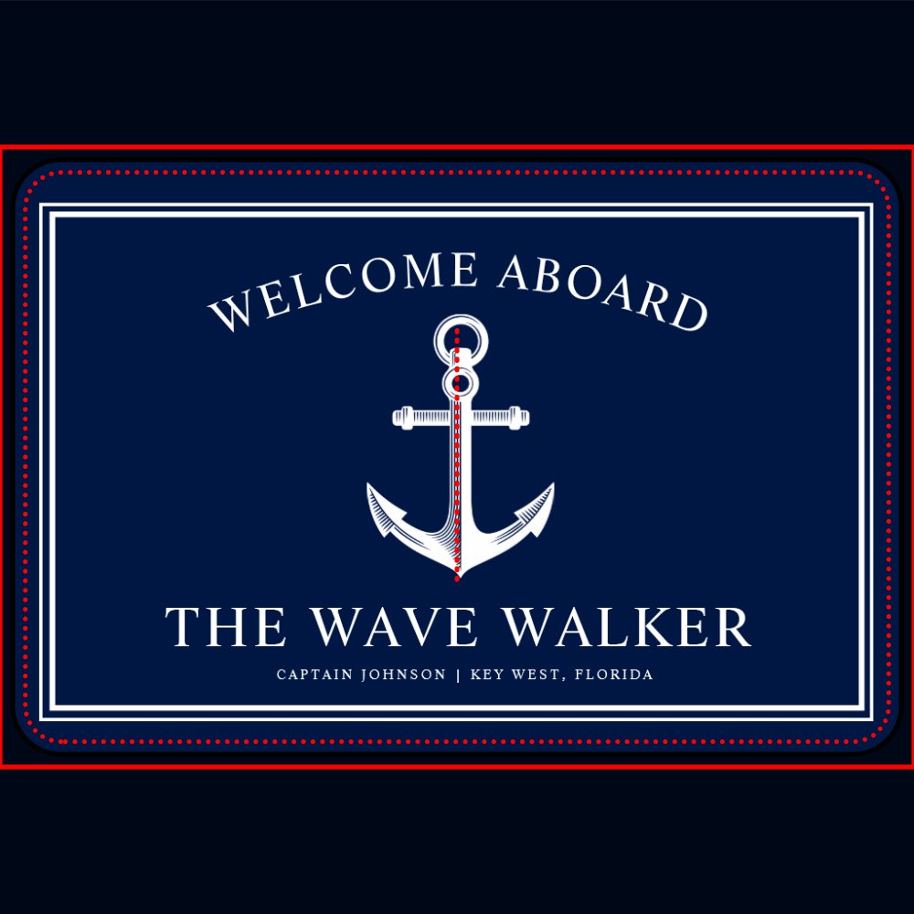 Nautical Boat Welcome | Navy and White Bath Mat