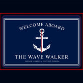 Nautical Boat Welcome | Navy and White Bath Mat