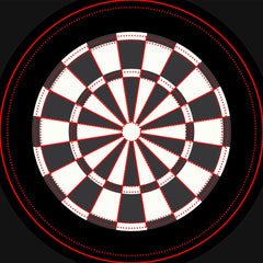 Charcoal Gray Black And White Dartboard With Darts