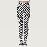 Classic Checkered Racing Flag Check Black White Leggings