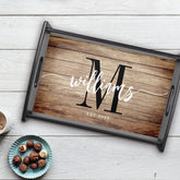 Rustic Custom Family Name Barn Farmhouse Monogram Serving Tray