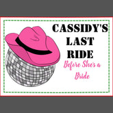 Her Last Ride Disco Cowgirl Bachelorette Party Shot Glass