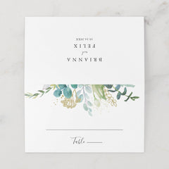 Gold Floral Tropical Greenery Wedding Place Card