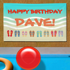 Beach Party Happy Birthday Autograph Beer Pong Table