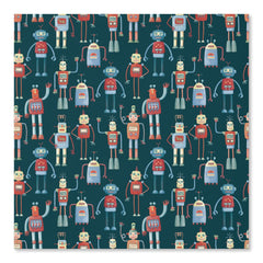Fun Robot Pattern Teal Green Wallpaper