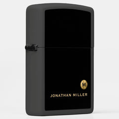 Minimal Black Gold Classic Monogram Zippo Lighter