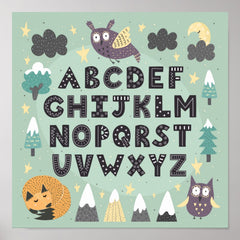 Cute Whimsical Woodland Animals ABC Alphabet Poster