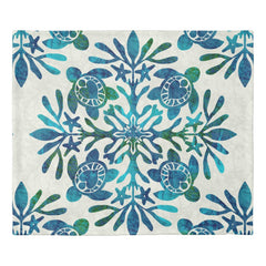 Teal Batik Hawaiian Quilt Honu Sea Turtle Duvet Cover