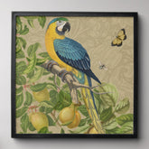 Macaw Classic Victorian Tropical Parrot and Lemon Peel And Stick Photo Tile