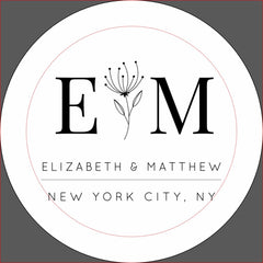 Wedding Elegant Chic Modern Monogram Foliage Button
