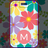Modern Bright Cheerful Flower Pattern Monogrammed Luggage Tag