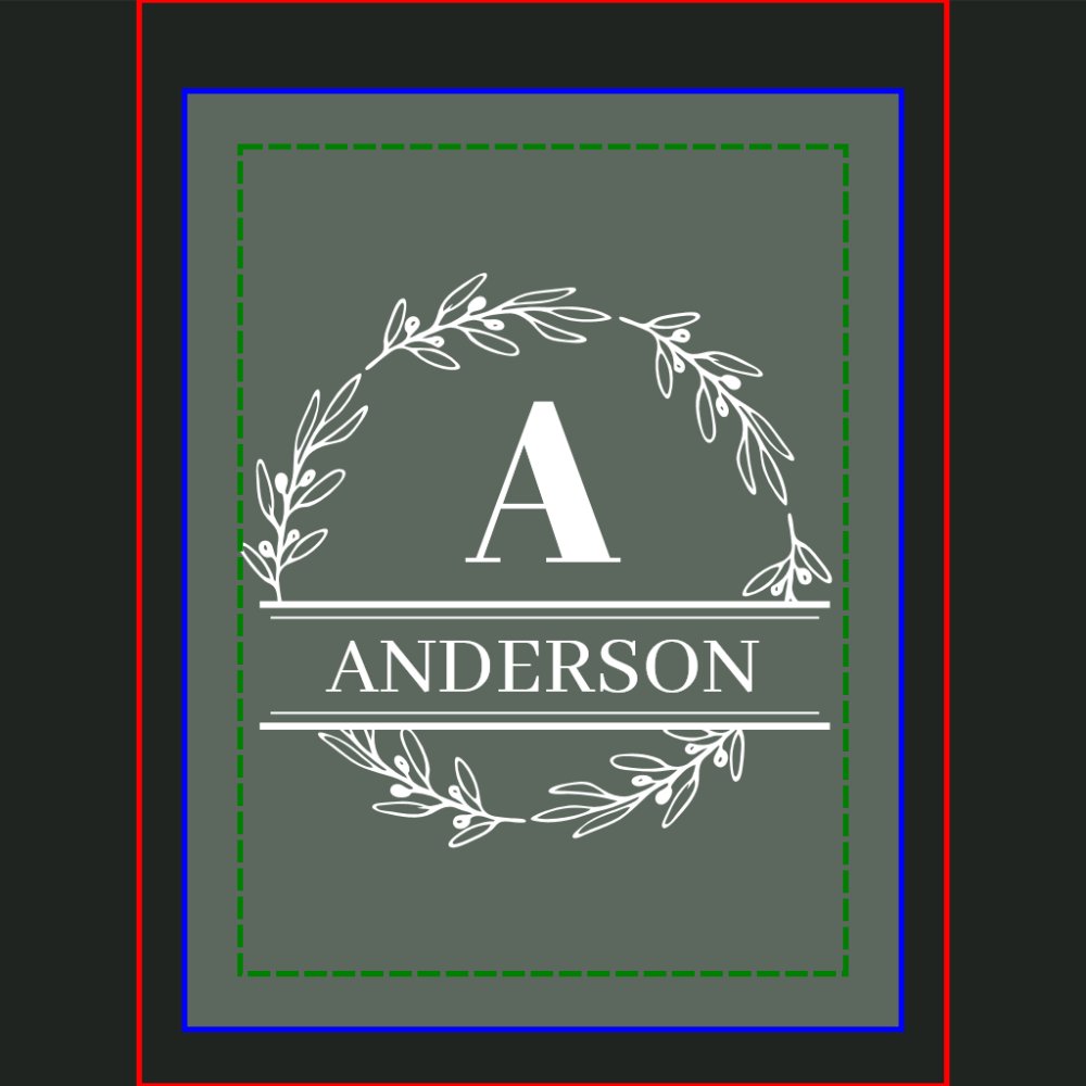 Sage Green Personalized Family Monogram Wall Hanging Tapestry
