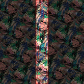 Black Pink Green White Tropical Plants Neck Tie