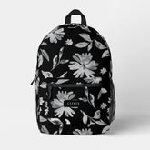 Watercolor flowers black and white floral pattern printed backpack