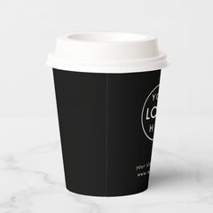 Paper Cups | Business Logo Branded Modern Black