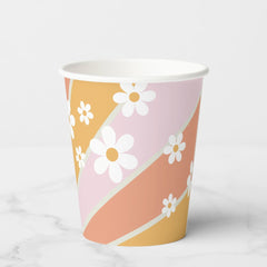Four Every Groovy Retro Sunshine Daisy Birthday Paper Cups