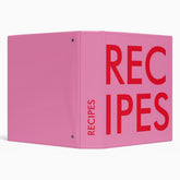 Modern Minimalist Pink Red Bold Typography Recipe 3 Ring Binder