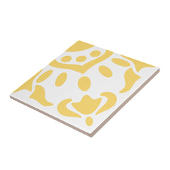 Azulejo Portuguese Mediterranean Yellow White 4 Ceramic Tile