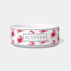 Personalized Nautical Crab Pattern Pet Bowl