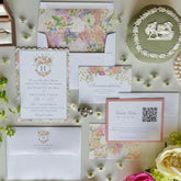 Watercolor Floral Garden Party Crest Cornhole Set